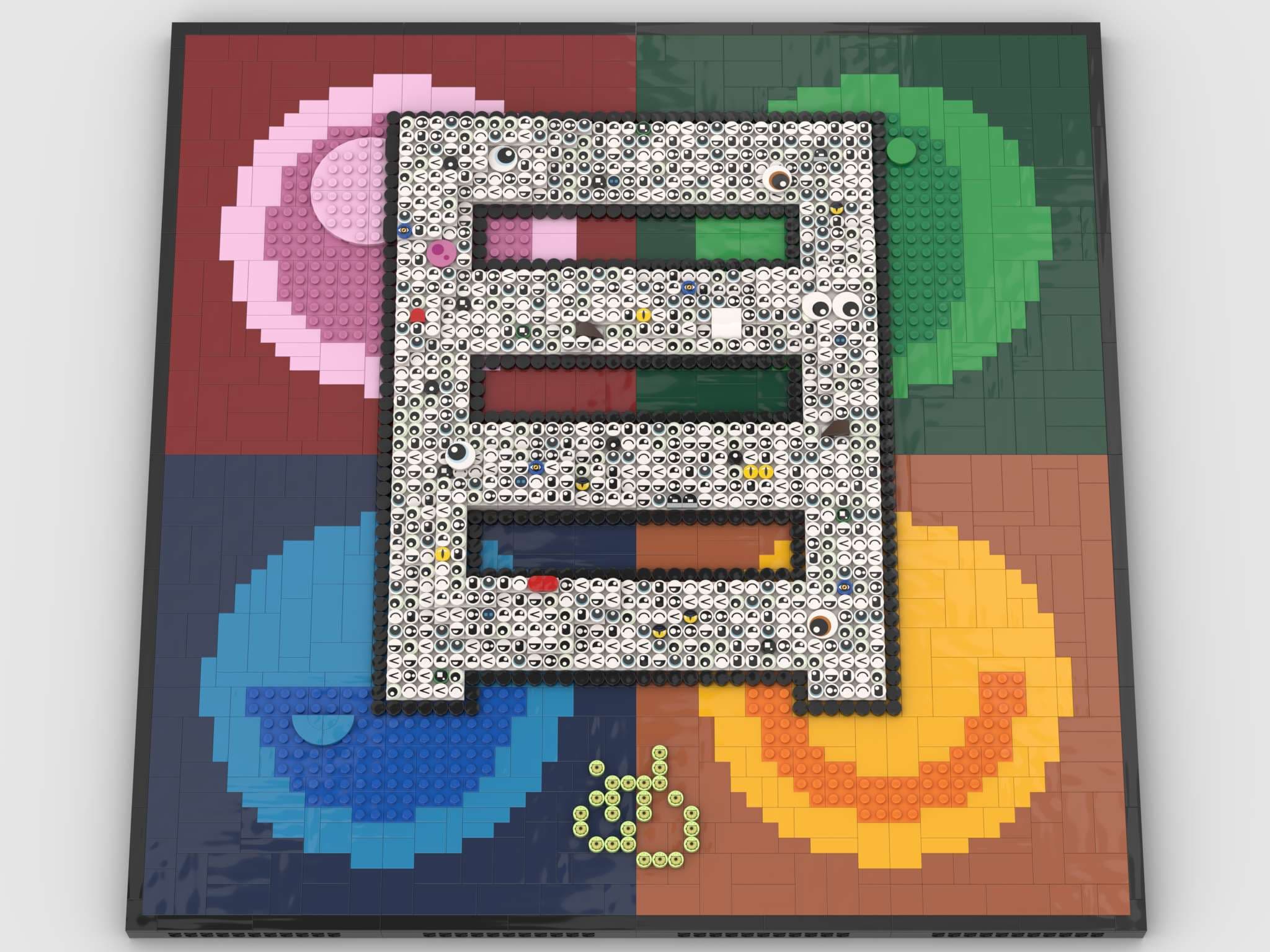 A LEGO® mosaic depicting the Japanese Kanji for Eye