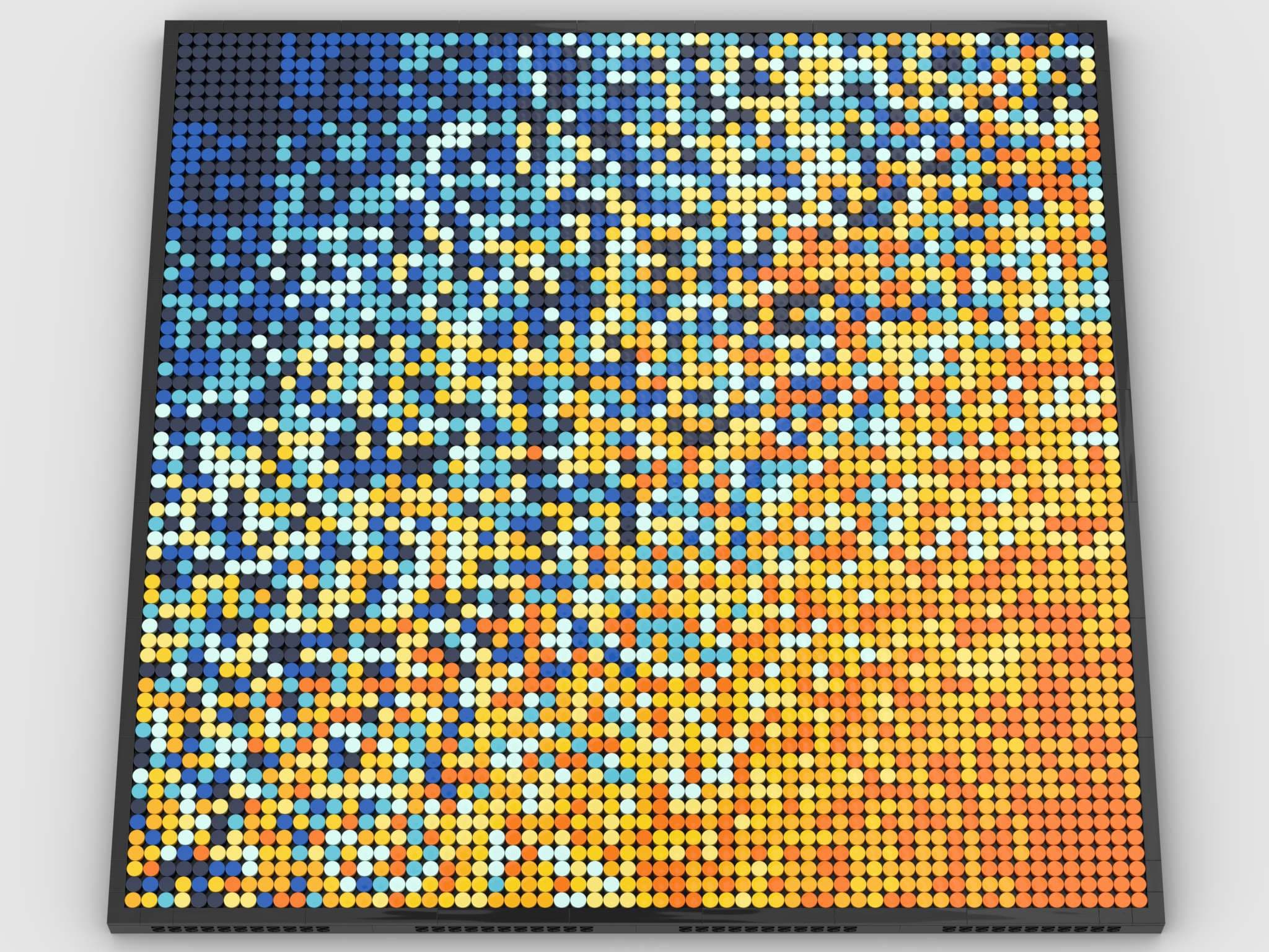 A LEGO® mosaic made up of randomly placed dots
